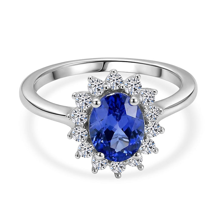 Luxuriant Tanzanite &amp; SI-G-H Lab Grown Diamond Halo Ring in Rhodium Overlay Sterling Silver 1.73 Ct. 8516257 1