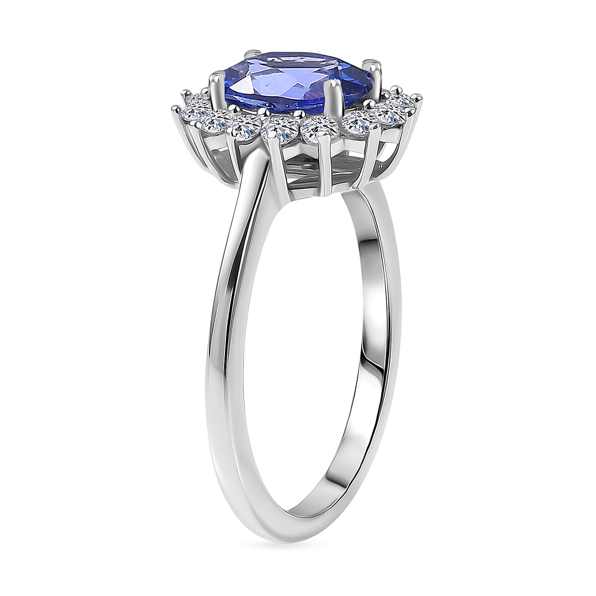 Luxuriant Tanzanite &amp; SI-G/H Lab Grown Diamond Halo Ring in Rhodium Overlay Sterling Silver 1.73 Ct. 8516257 4