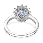 Luxuriant Tanzanite & SI-G-H Lab Grown Diamond Oval Cut Halo Ring in Rhodium Overlay Sterling Silver 1.73 Ct.