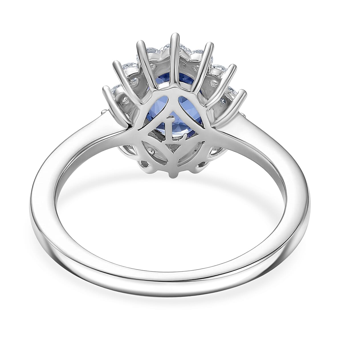Luxuriant Tanzanite &amp; SI-G/H Lab Grown Diamond Halo Ring in Rhodium Overlay Sterling Silver 1.73 Ct. 8516257 5