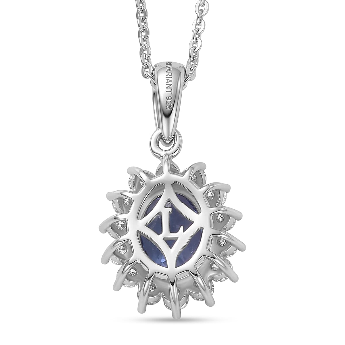 LUXURIANT Tanzanite, Lab Grown Diamond Oval Cut Halo Pendant with Chain (Size 20) in Rhodium Overlay Sterling 1.77 Ct. (SI-G-H) 4462451 5