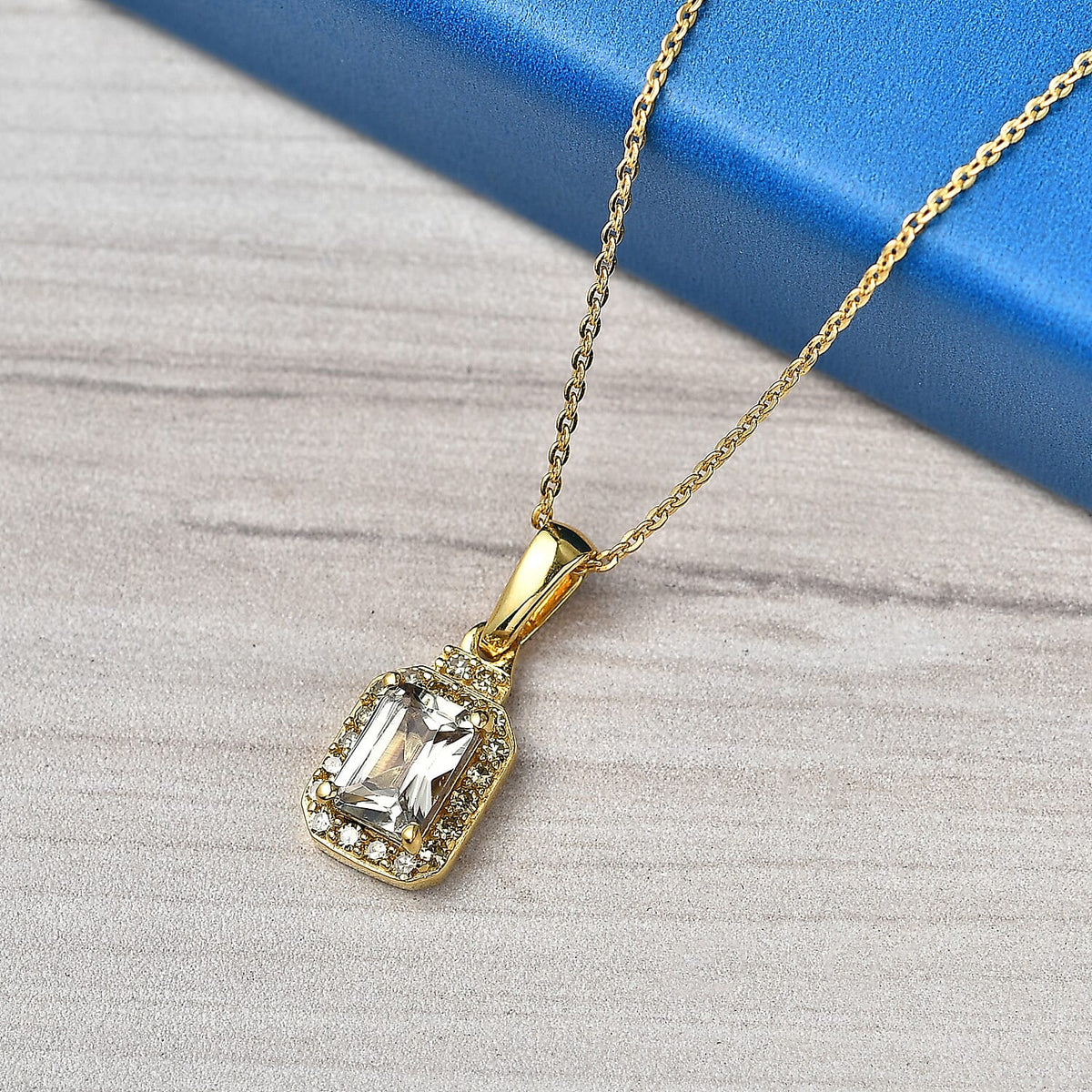 Natural AAA Turkizite (1.14 Ct) &amp; Lab Grown Yellow Diamond (Si) Pendant with Chain (Size 20) in 18K Gold Vermeil Sterling Silver 1.33 Ct. V32607546 3
