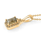 Natural AAA Turkizite (1.14 Ct) & Lab Grown Yellow Diamond (Si) Pendant with Chain (Size 20) in 18K Gold Vermeil Sterling Silver 1.33 Ct.