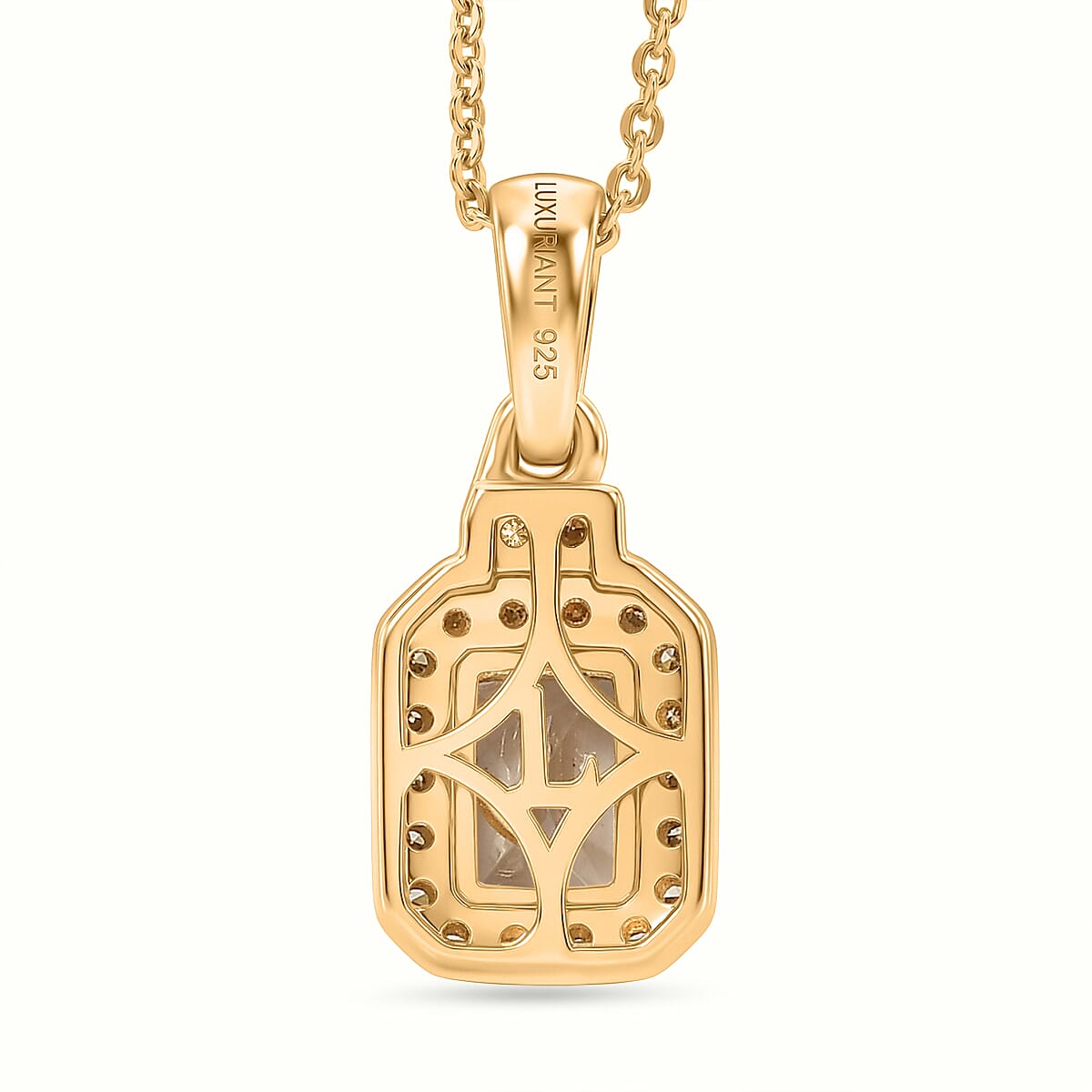 Natural AAA Turkizite (1.14 Ct) &amp; Lab Grown Yellow Diamond (Si) Pendant with Chain (Size 20) in 18K Gold Vermeil Sterling Silver 1.33 Ct. V32607546 5