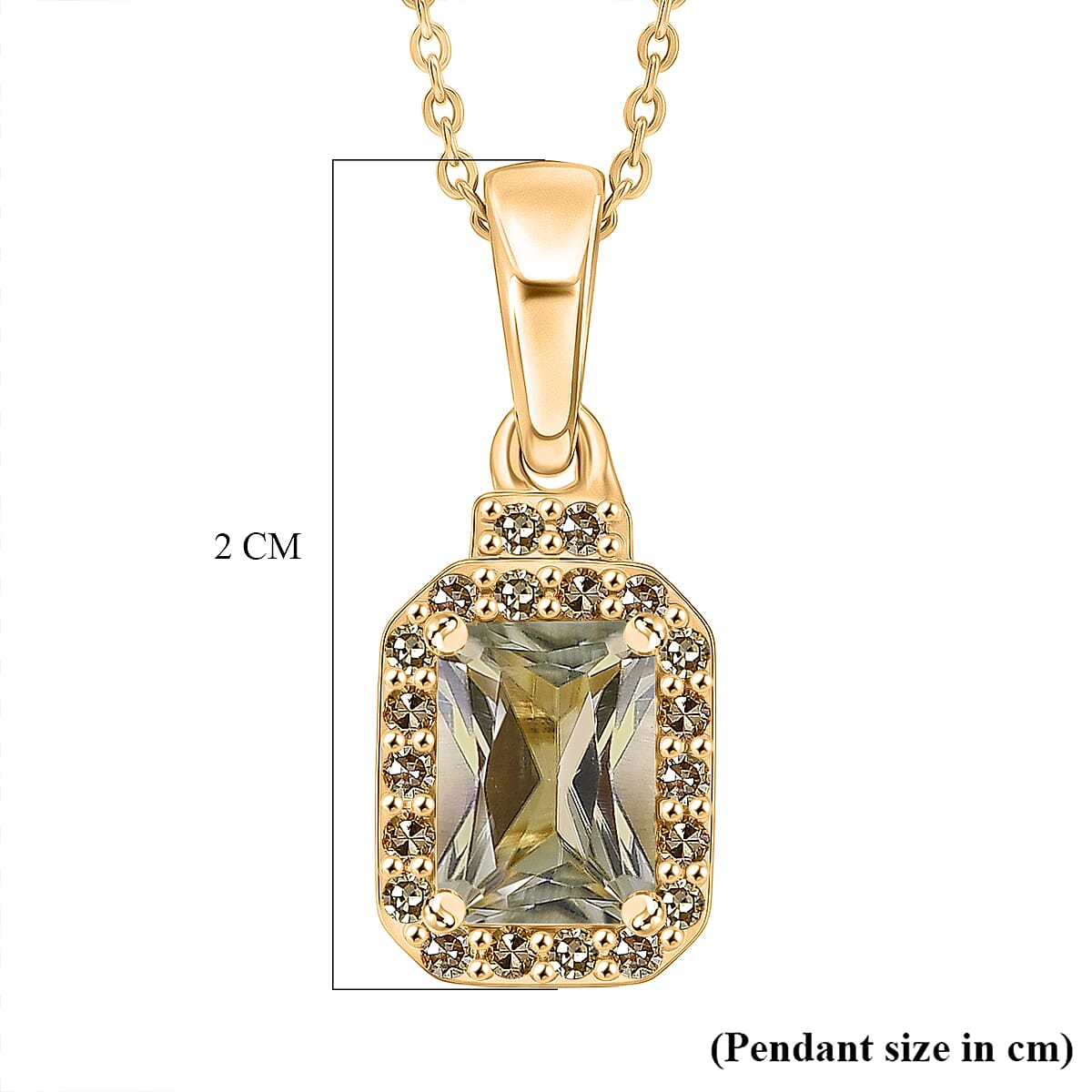 Natural AAA Turkizite (1.14 Ct) &amp; Lab Grown Yellow Diamond (Si) Pendant with Chain (Size 20) in 18K Gold Vermeil Sterling Silver 1.33 Ct. V32607546 7