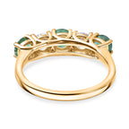 Luxuriant AAA Gemfields Zambian Emerald & SI-GH Lab Grown Diamond 5 Stone Ring in 18K Vermeil Yellow Gold Plated Sterling Silver 1.25 Ct.