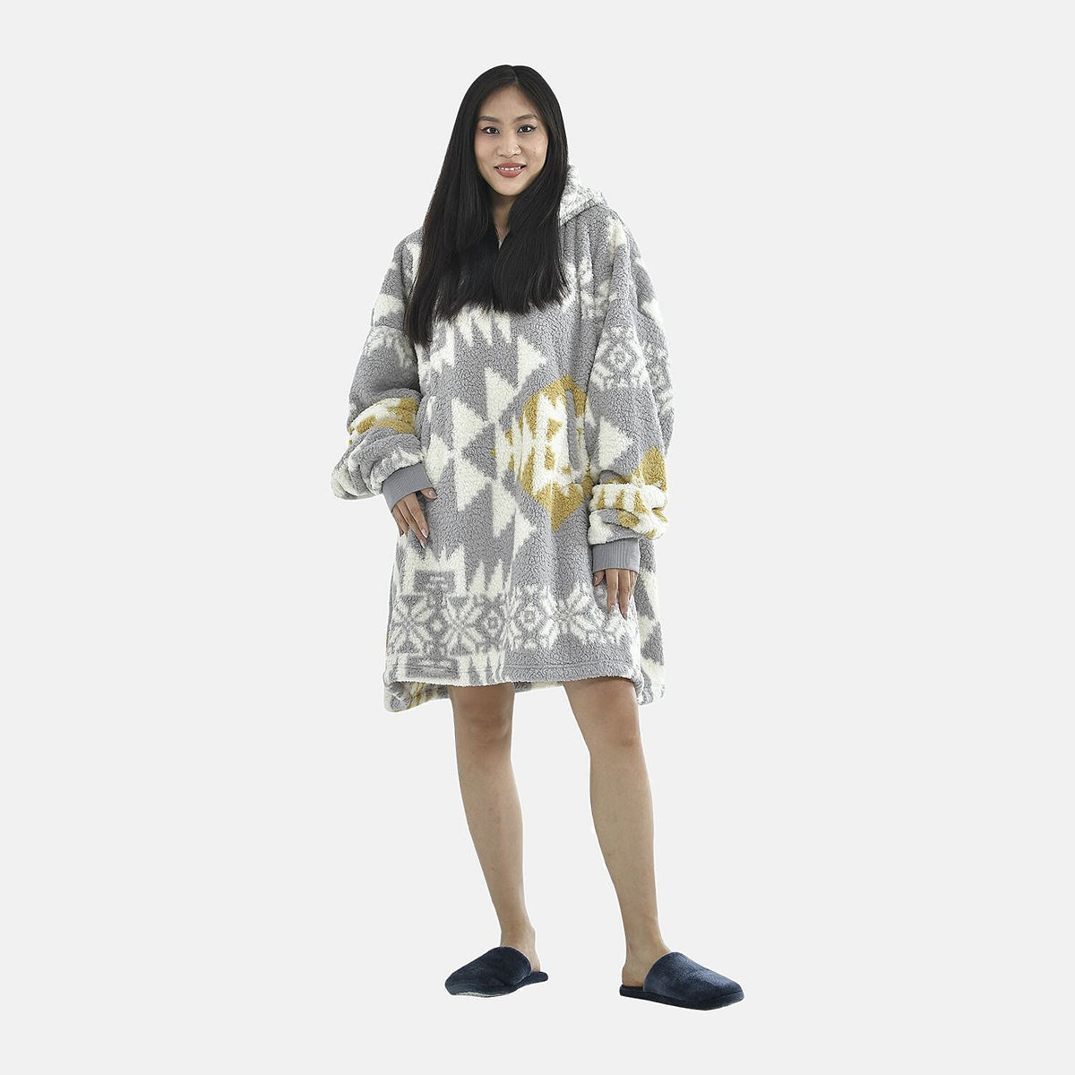 Luxurious Super Soft Sherpa Blanket Hood (Over Sized - 194x98Cm)- Grey 7014125 0