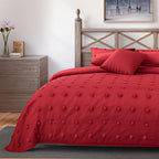 Luxury Deluxe 6 Piece Set- Comforter, Fitted Sheet, 2 Pillow Cases, Cushion Cover and Bolster Cushion Cover - Red Double