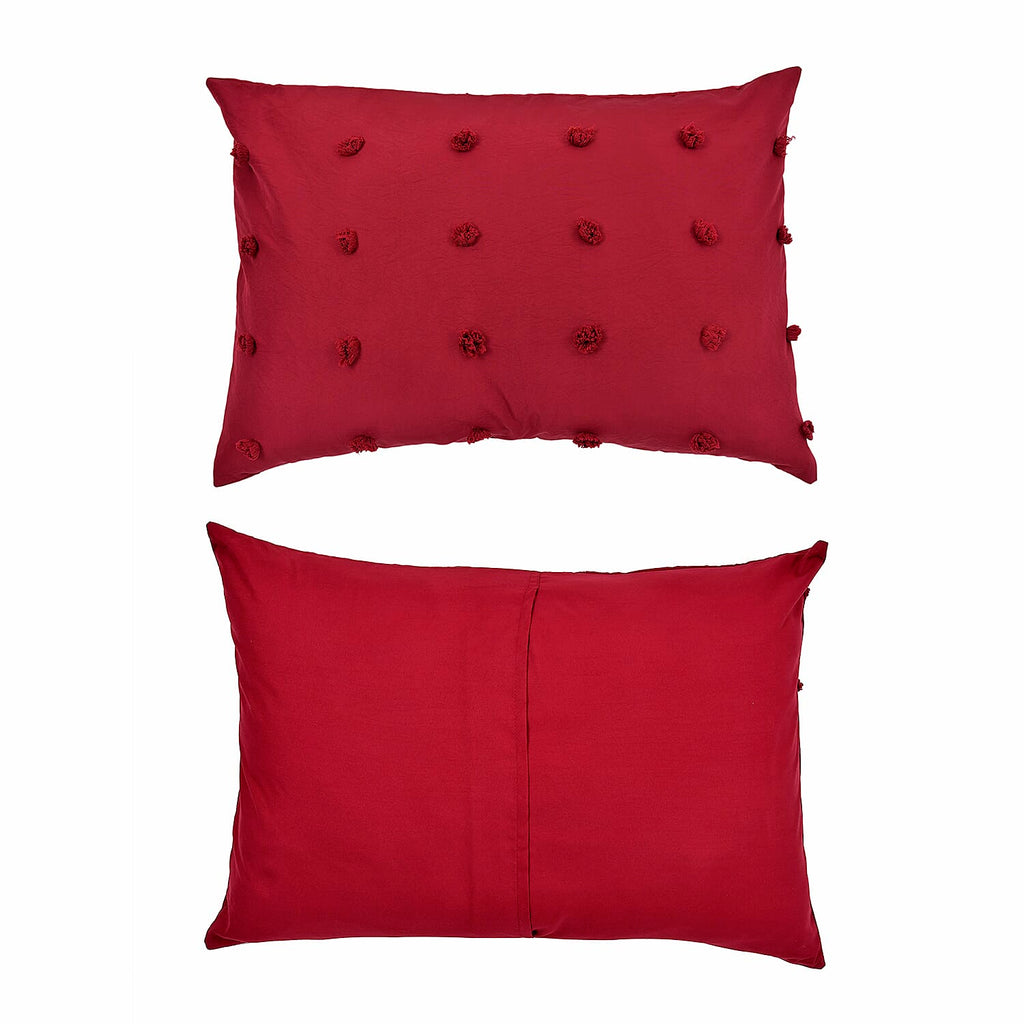 Luxury Deluxe 6 Piece Set- Comforter, Fitted Sheet, 2 Pillow Cases, Cushion Cover and Bolster Cushion Cover - Red Double