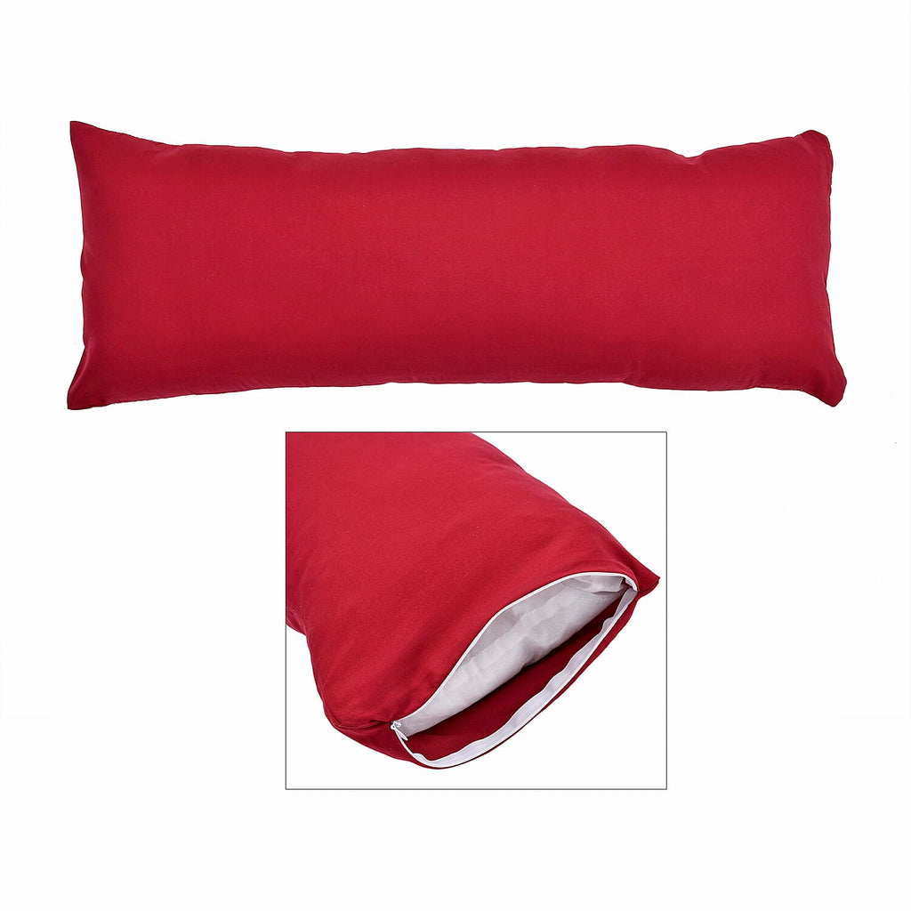 Luxury Deluxe 6 Piece Set- Comforter, Fitted Sheet, 2 Pillow Cases, Cushion Cover and Bolster Cushion Cover - Red Double