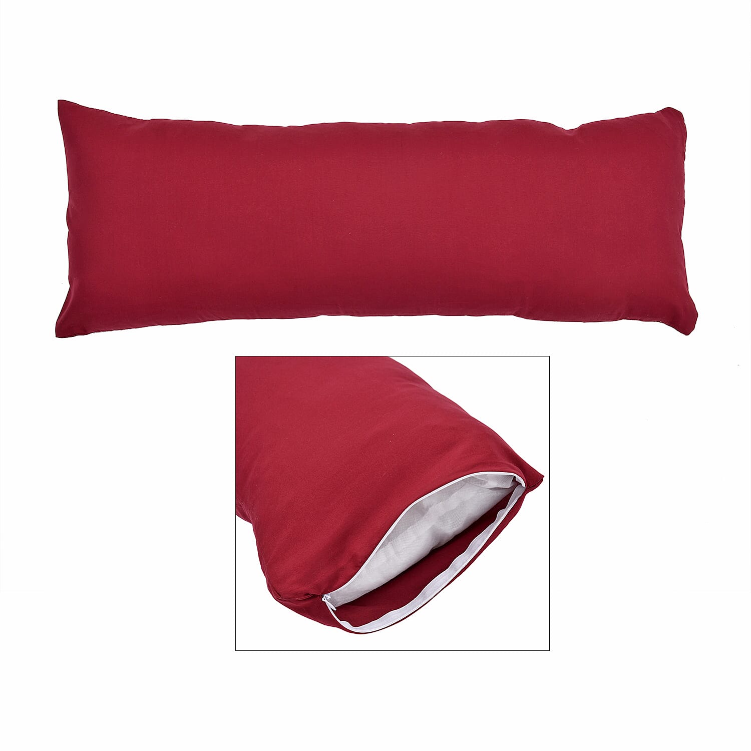 Luxury Deluxe 6 Piece Set- Comforter, Fitted Sheet, 2 Pillow Cases, Cushion Cover and Bolster Cushion Cover - Red Double 8854329 8