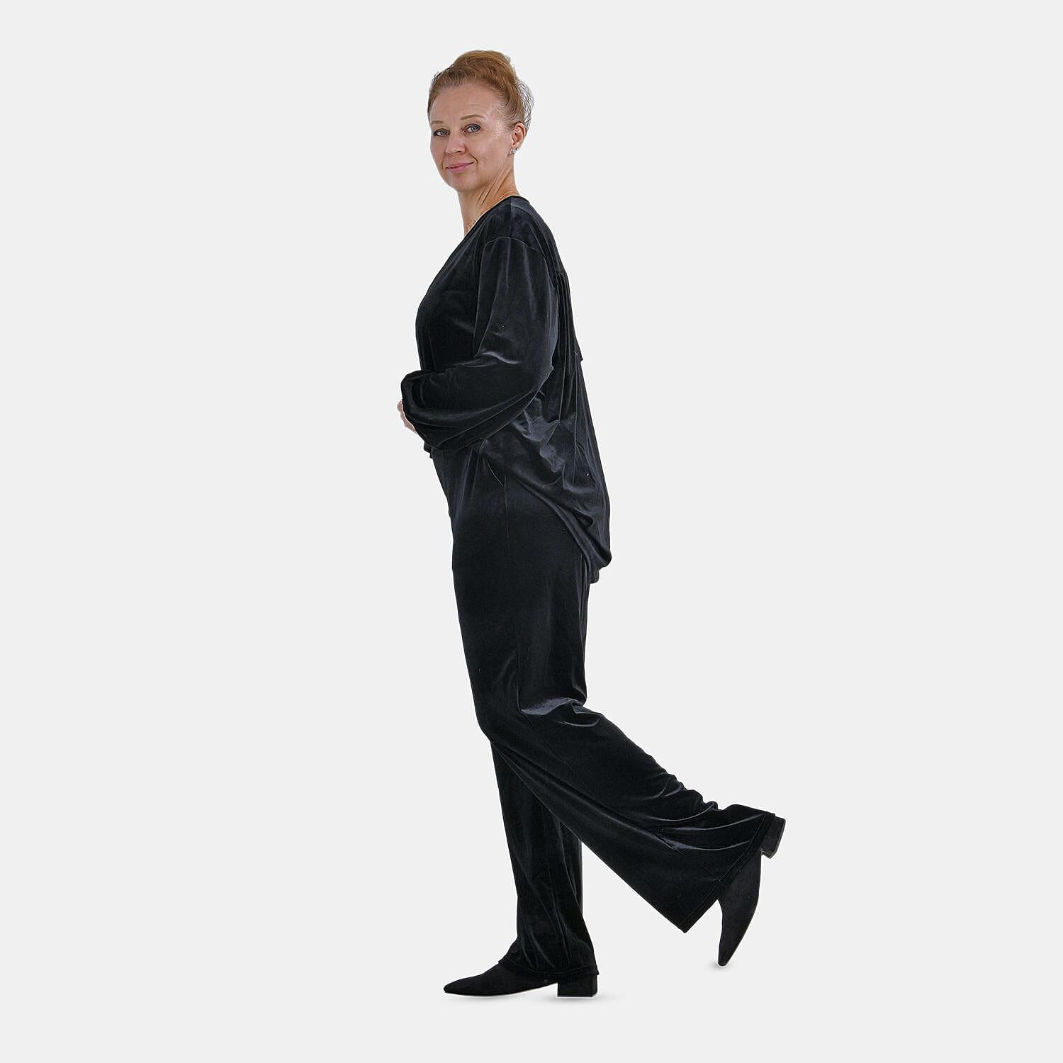 Luxury Velvet V-Neck Blouse (One Size) - Black 7598980 0