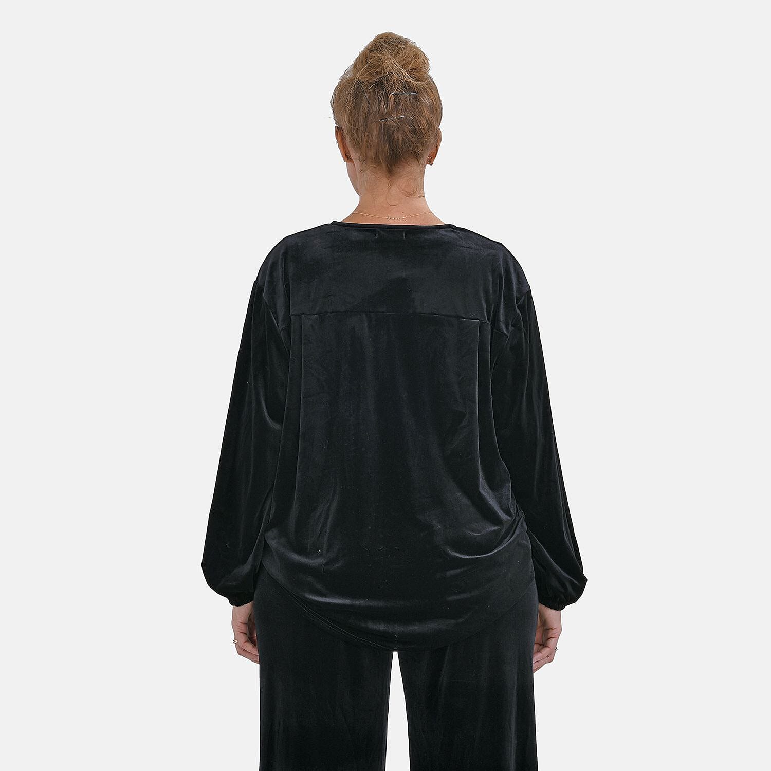 Luxury Velvet V-Neck Blouse (One Size) - Black 7598980 2