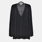 Luxury Velvet V-Neck Blouse (One Size) - Black