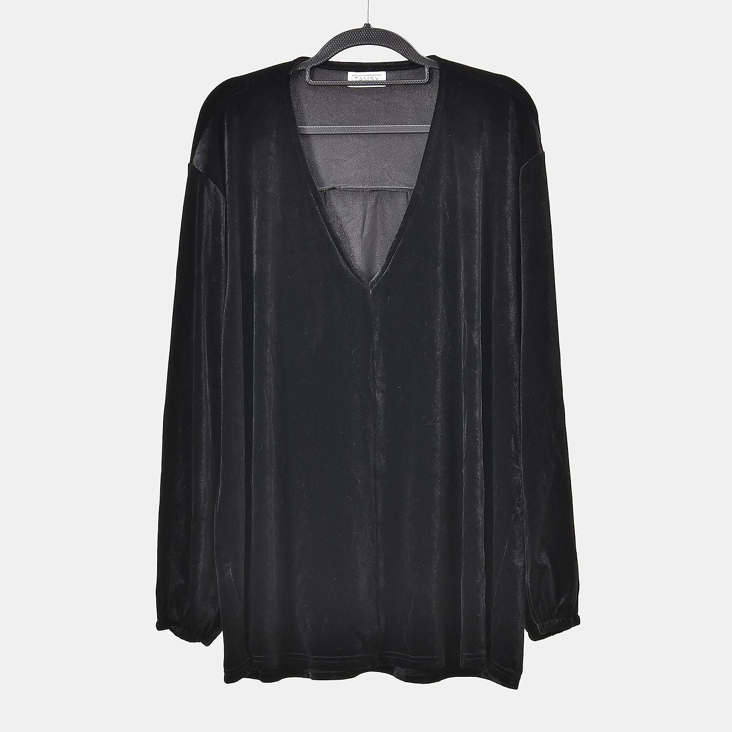 Luxury Velvet V-Neck Blouse (One Size) - Black 7598980 5