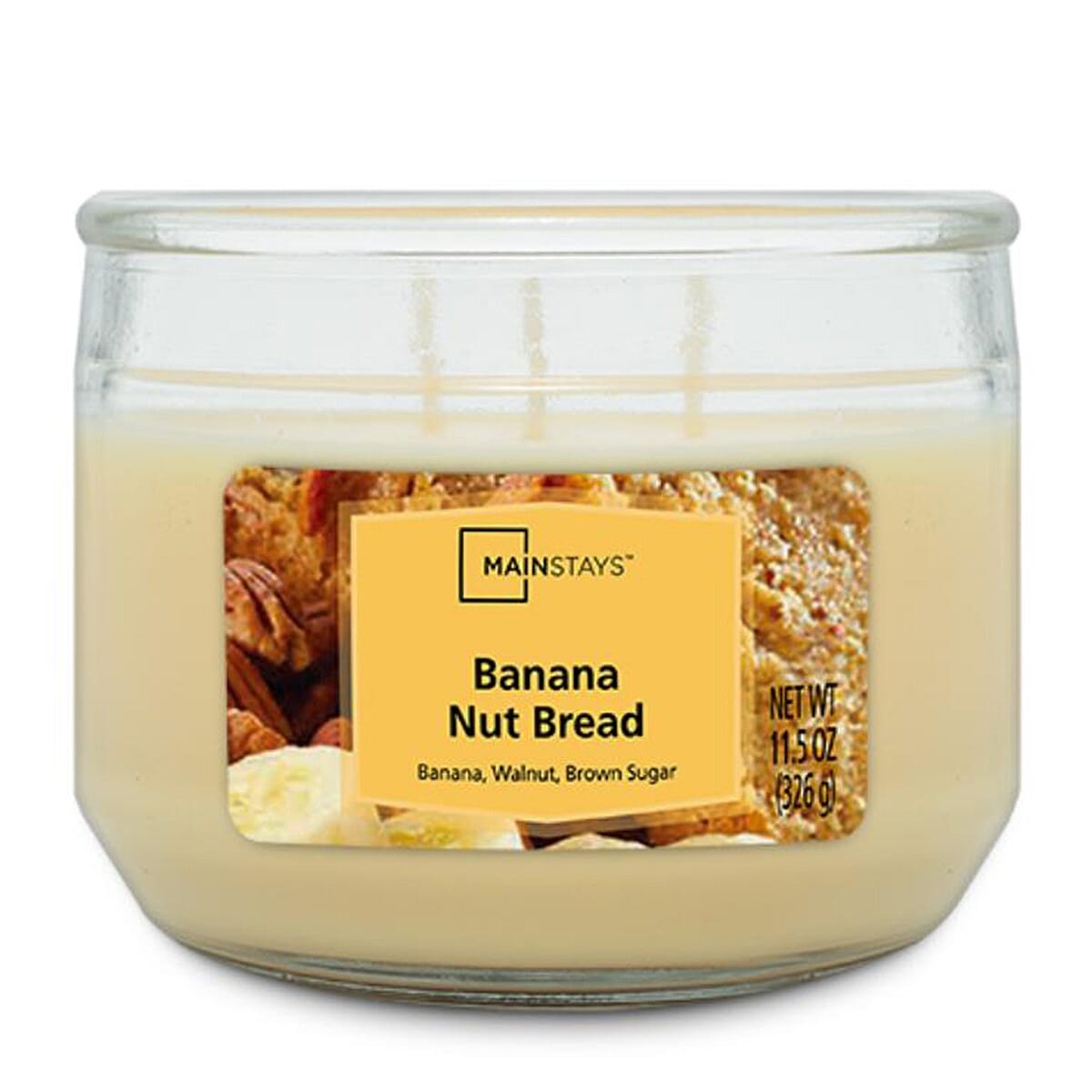 MAINSTAYS Classico 11.5oz Banana Nut Bread Scented Candle Jars - Beige 8114771 0