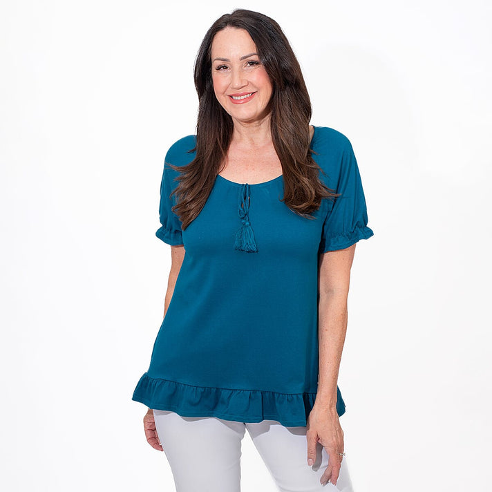 MAISON Cotton Gypsey Top - Teal 7755798 1