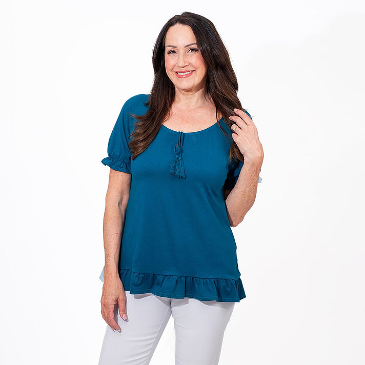 MAISON Cotton Gypsey Top - Teal 7755798 2