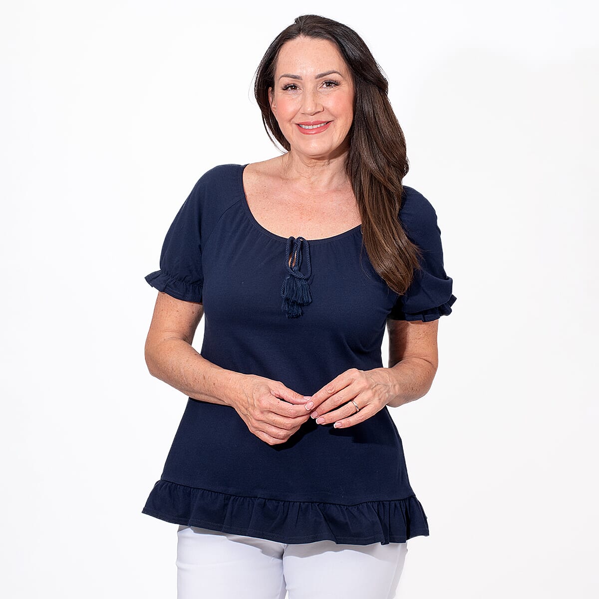 MAISON Cotton Gypsey Top - Navy 7755806 1