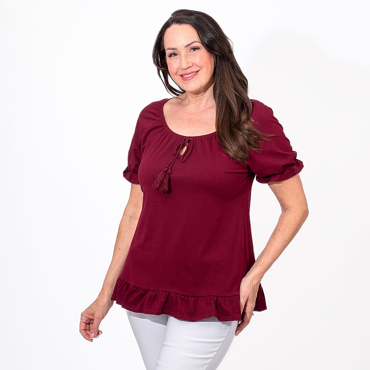 MAISON Cotton Gypsey Top - Oxblood V32605538 0