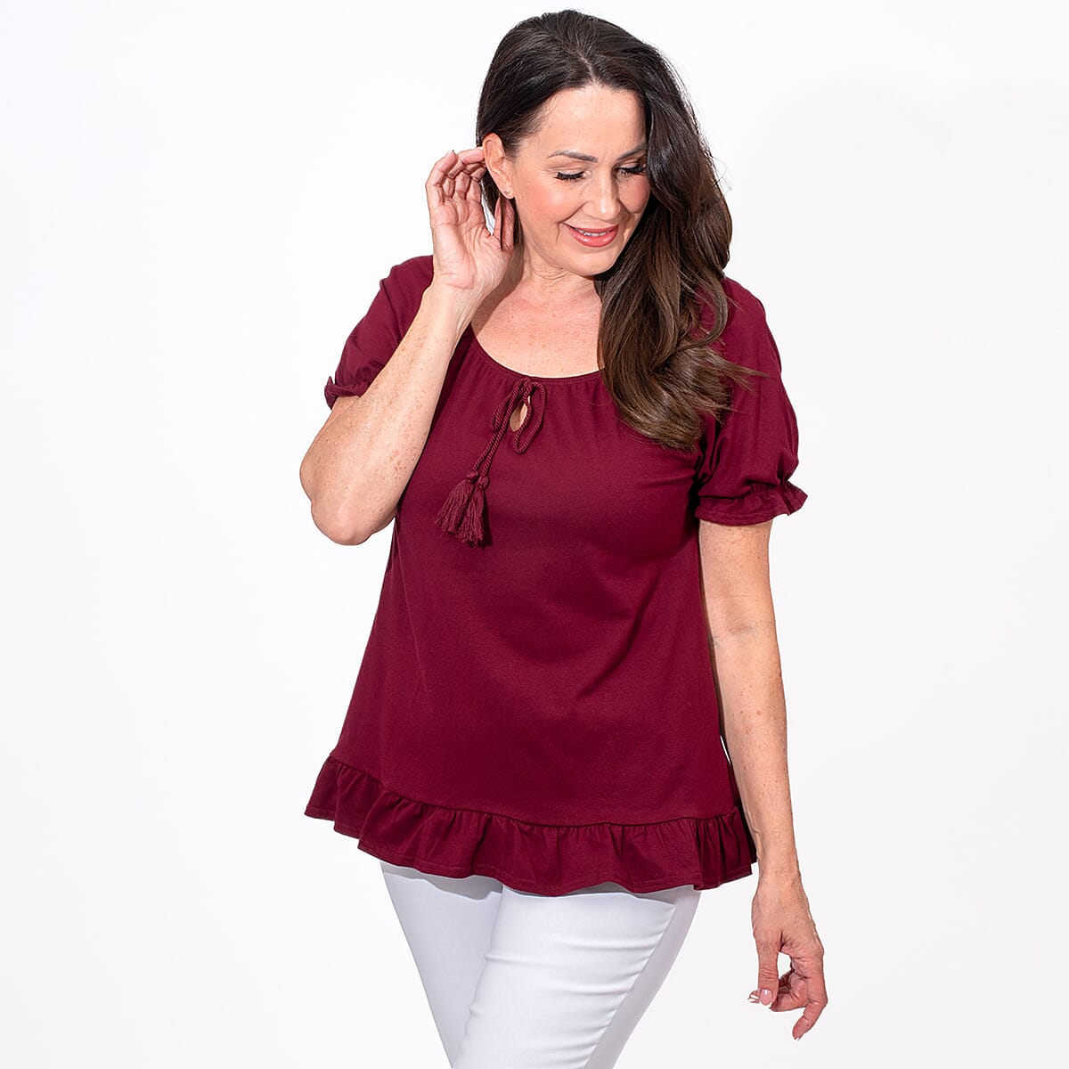 MAISON Cotton Gypsey Top - Oxblood V32605538 1
