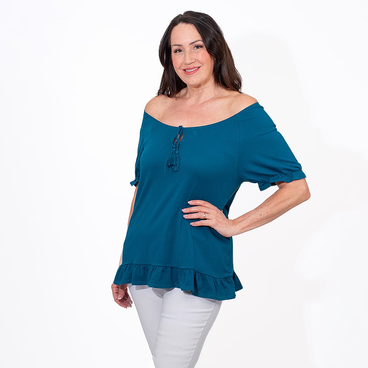 MAISON Cotton Gypsey Top - Teal V32530626 3
