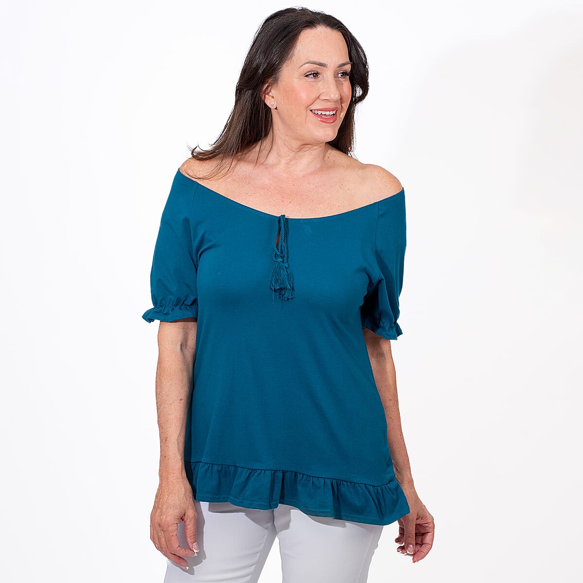 MAISON Cotton Gypsey Top - Teal V32530626 4