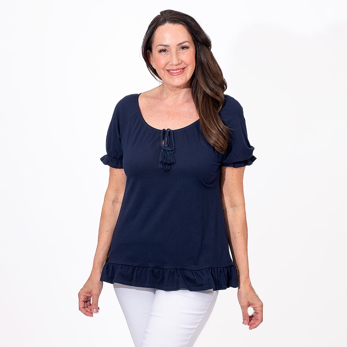 MAISON Cotton Gypsey Top - Navy V32623473 0