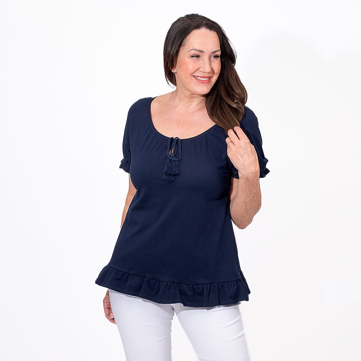 MAISON Cotton Gypsey Top - Navy V32623473 2