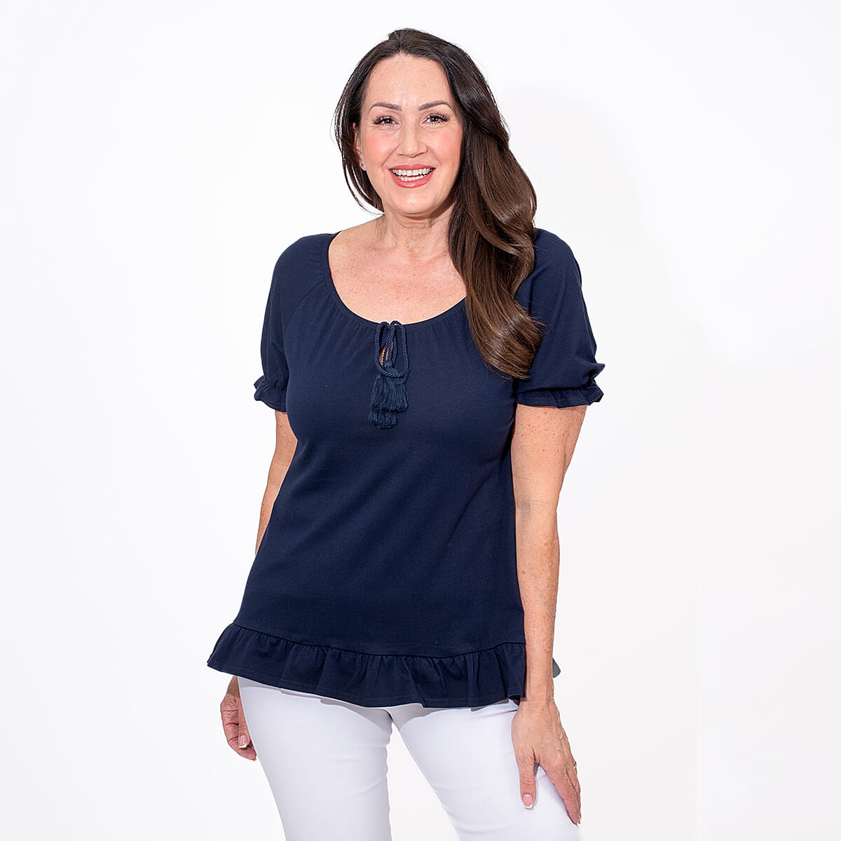 MAISON Cotton Gypsey Top - Navy V32623473 3