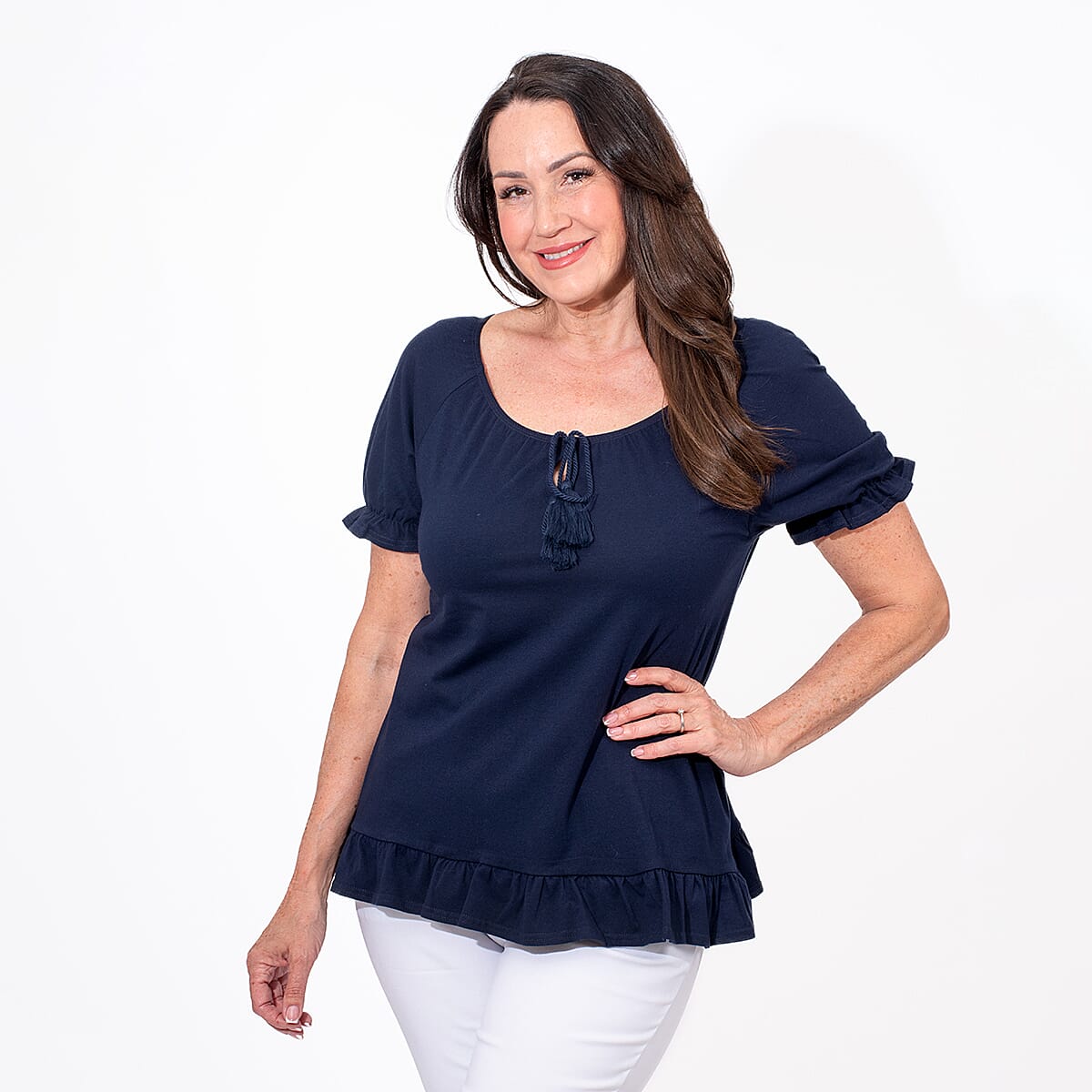 MAISON Cotton Gypsey Top - Navy V32623473 4