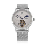 MAJESTY Multifunction LiaoCheng Automatic 3ATM WR White Dial - Silver Case Mens Watch with Silver Stainless Steel Mesh Strap