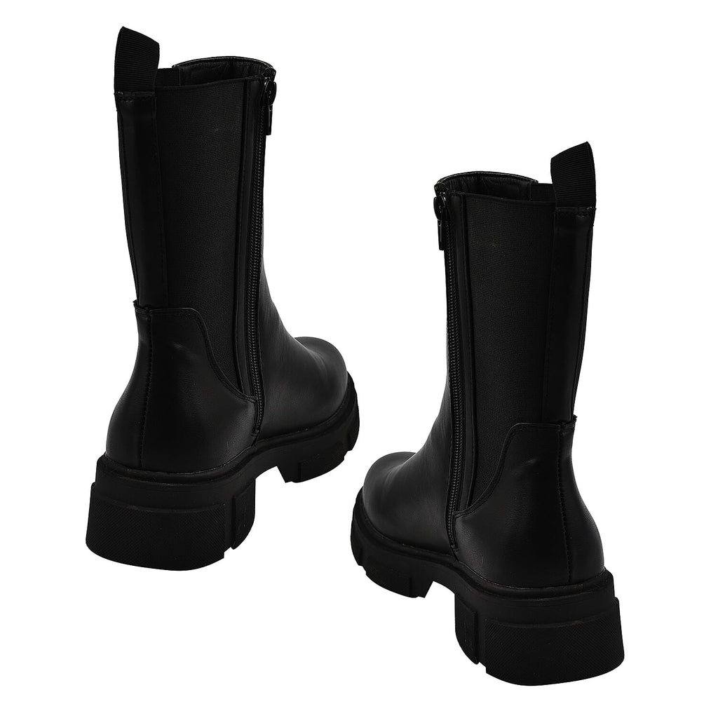 Elasticated High Ankle Boots (Size 4) - Black