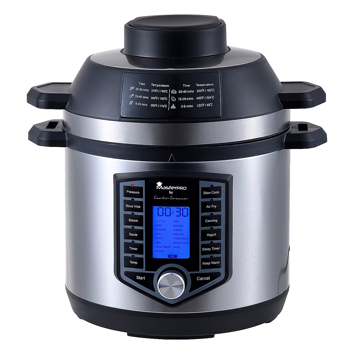 MASTERPRO Air Fryer PLUS Pressure Cooker in One. 12 Presets. Multi Cooker Functions inc Slow Cooker, Saute Steamer, Yoghurt, Canning, Sous Vide. 6L Capacity. 1500w. 7534412 0