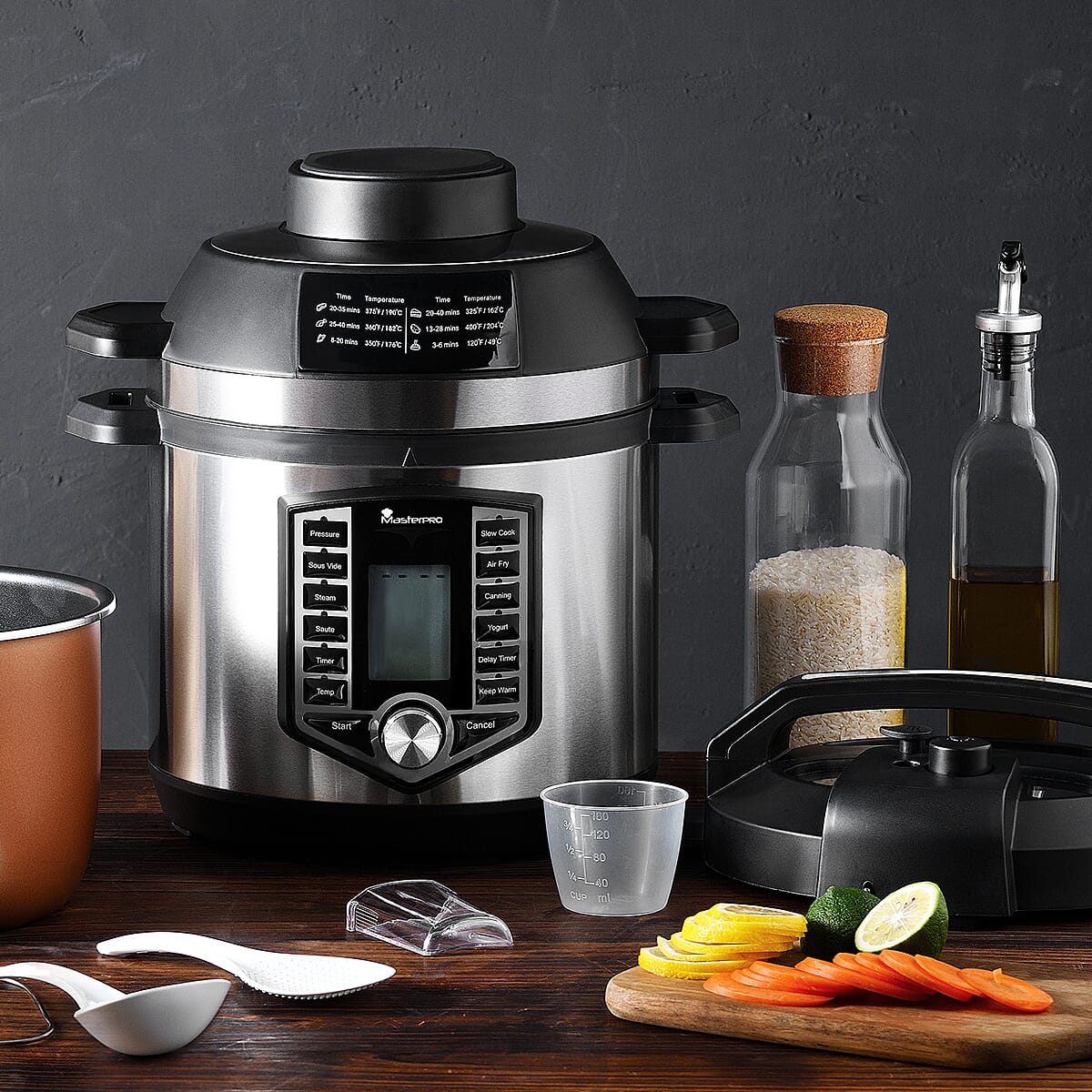 MASTERPRO Air Fryer PLUS Pressure Cooker in One. 12 Presets. Multi Cooker Functions inc Slow Cooker, Saute Steamer, Yoghurt, Canning, Sous Vide. 6L Capacity. 1500w. 7534412 2