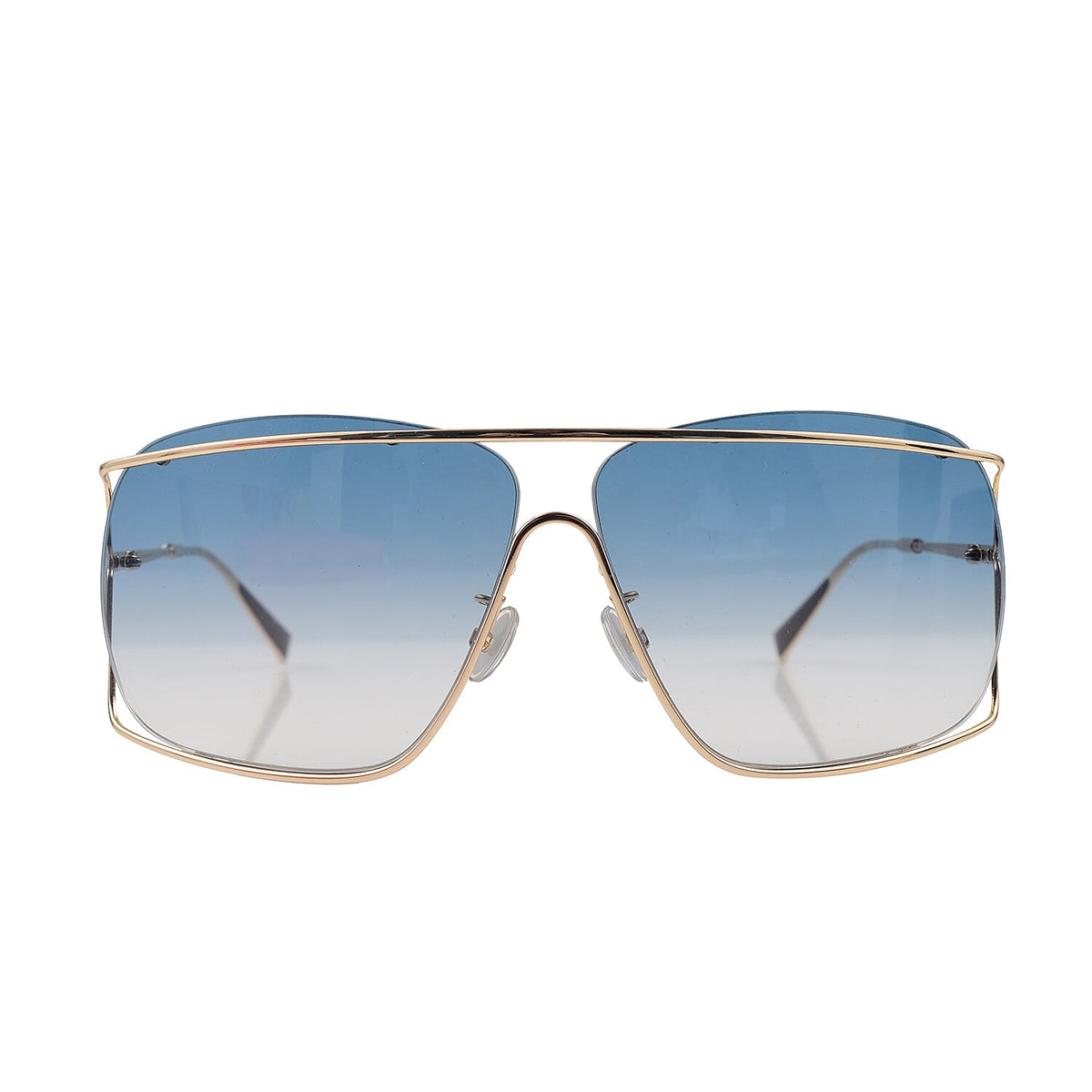 MAX MARA Unisex Gold Metal Shield Sunglasses with Blue Lenses 6254264 0