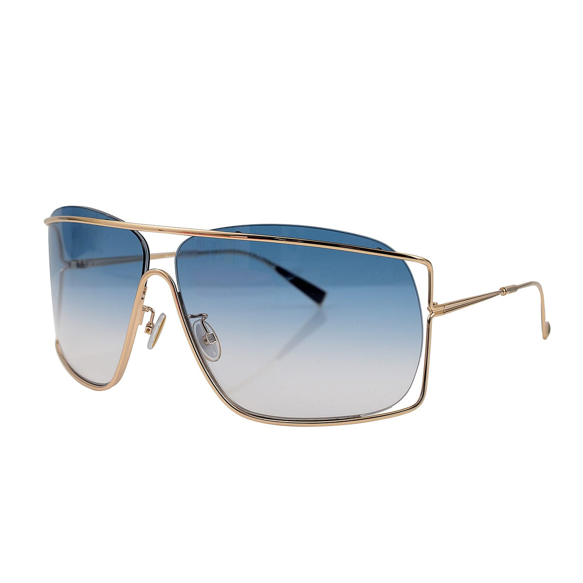 MAX MARA Unisex Gold Metal Shield Sunglasses with Blue Lenses 6254264 1