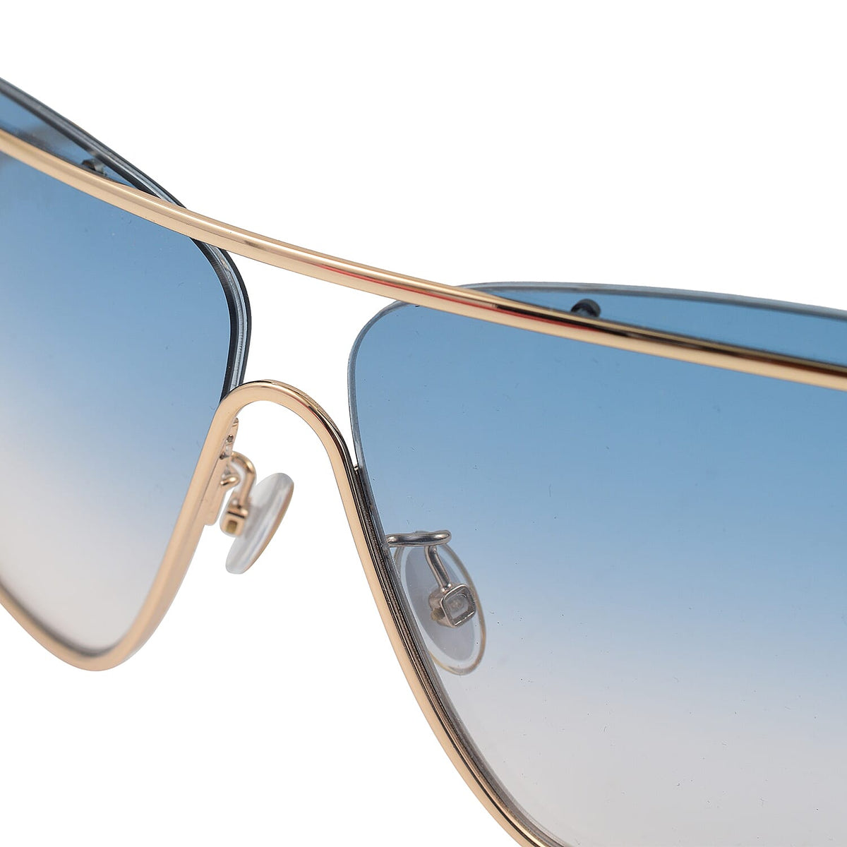 MAX MARA Unisex Gold Metal Shield Sunglasses with Blue Lenses 6254264 2