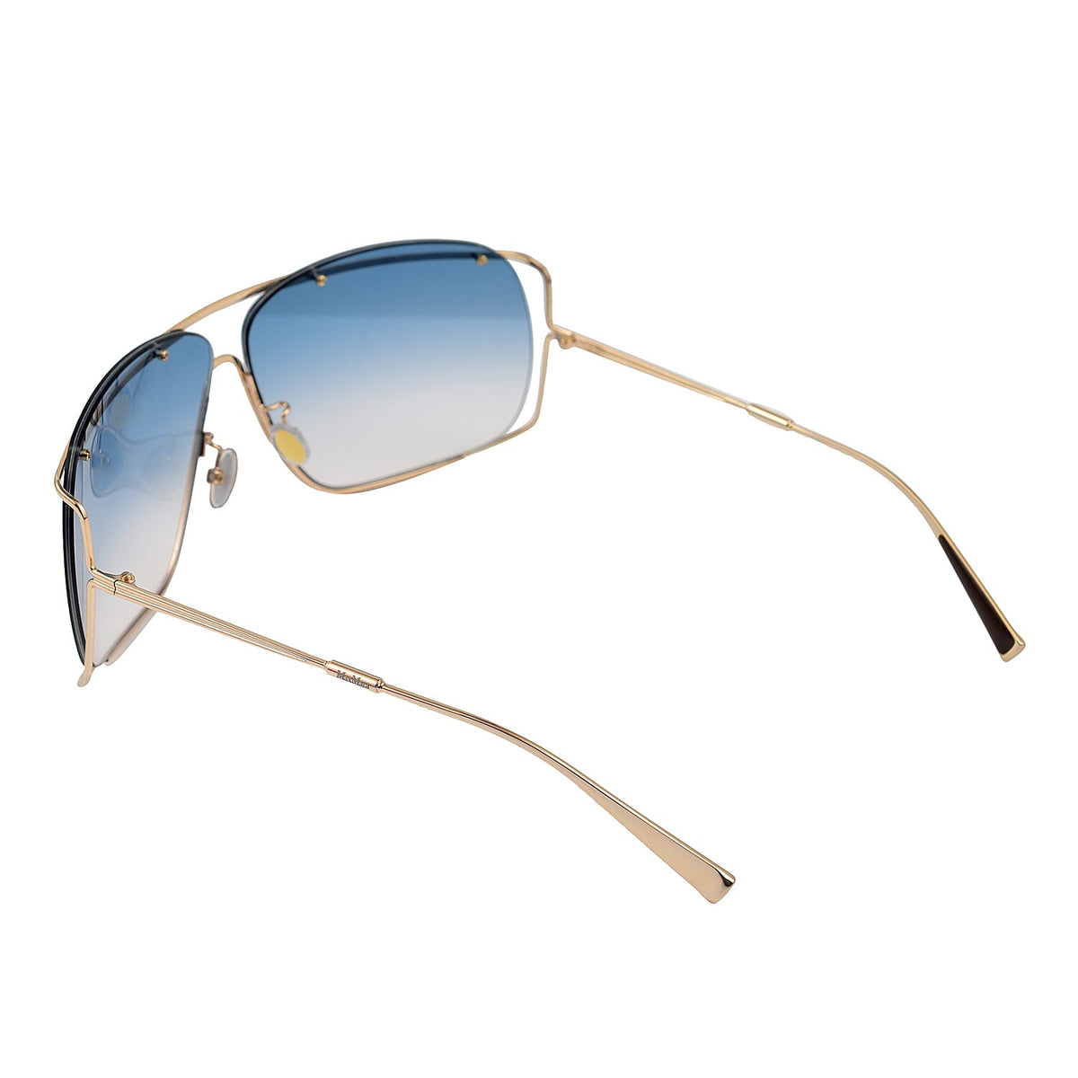 MAX MARA Unisex Gold Metal Shield Sunglasses with Blue Lenses 6254264 3