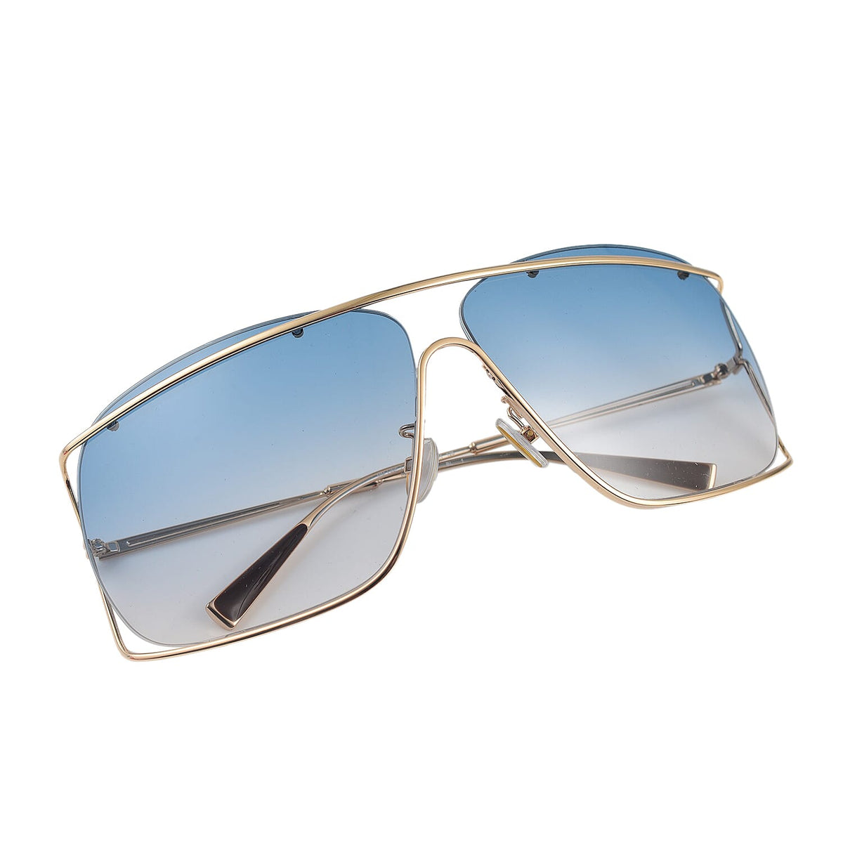 MAX MARA Unisex Gold Metal Shield Sunglasses with Blue Lenses 6254264 4