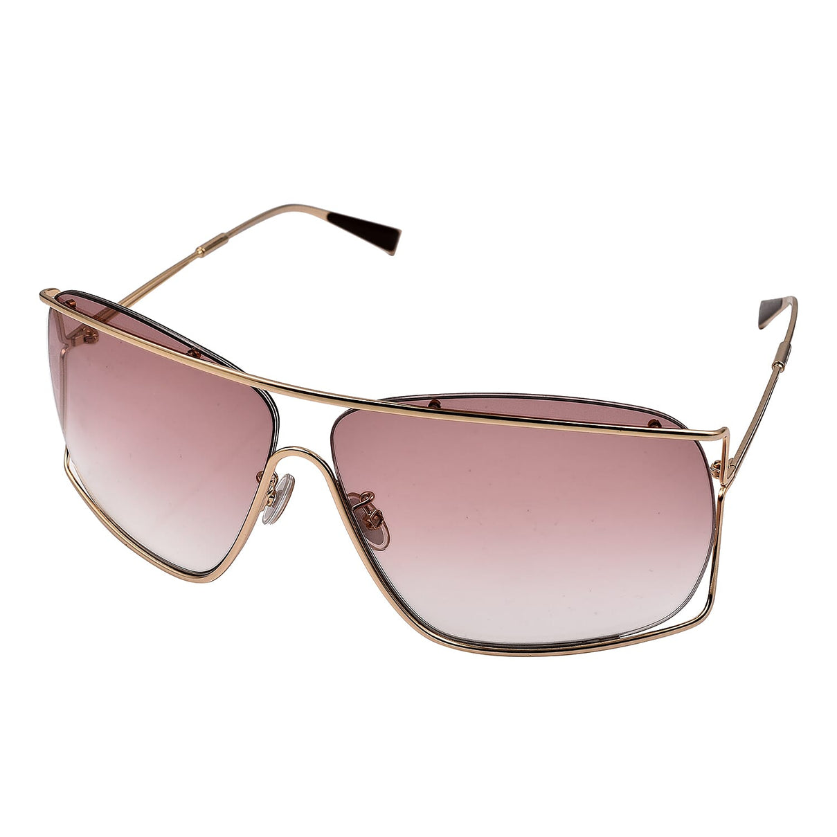 MAX MARA Unisex Gold Metal Shield Sunglasses with Brown Lenses 6254265 1