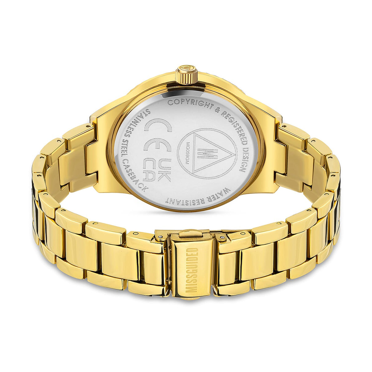 MISSGUIDED Grey Dial Watch with Yellow Gold Chain Strap 7018978 1