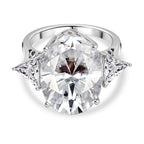 D'Joy Moissanite 3 Stone Ring in Rhodium Overlay Sterling Silver 13.78 Ct.