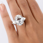 D'Joy Moissanite 3 Stone Ring in Rhodium Overlay Sterling Silver 13.78 Ct.