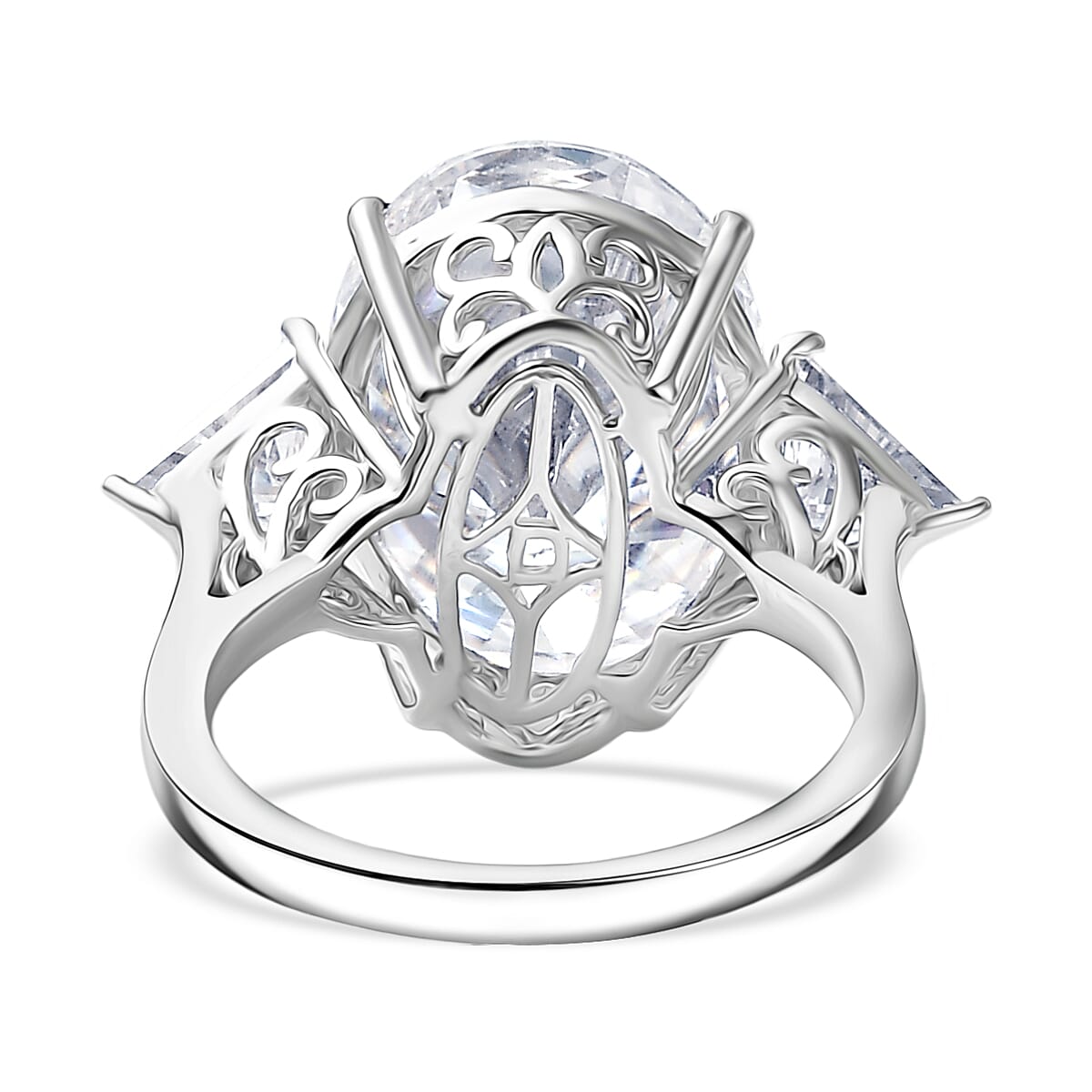 13.8 Ct. Moissanite Trilogy Ring in Rhodium Sterling Silver 8276737 5