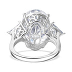 D'Joy Moissanite 3 Stone Ring in Rhodium Overlay Sterling Silver 13.78 Ct.