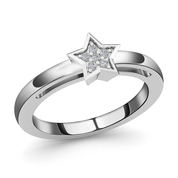 Diamond Star Stackable Ring in Sterling Silver with Platinum Plating 3573343 1
