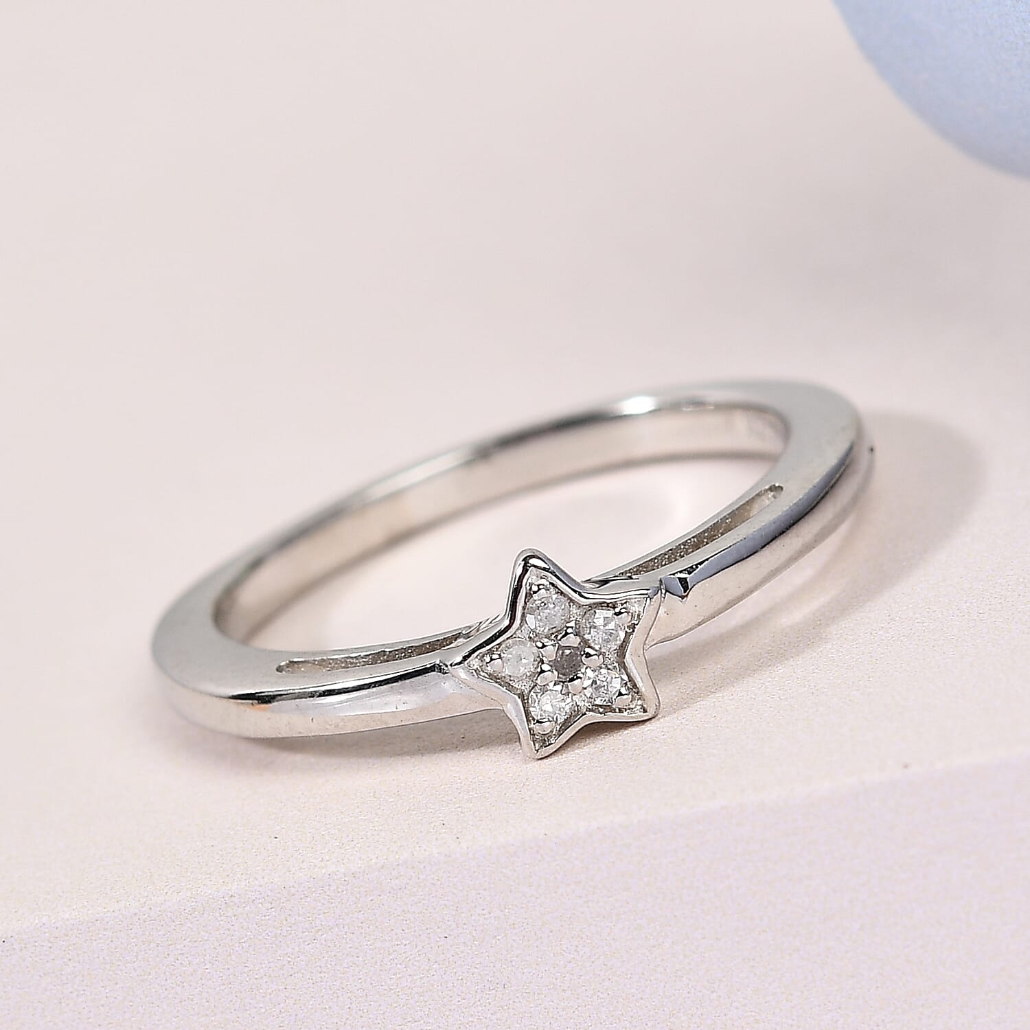 Diamond Star Stackable Ring in Sterling Silver with Platinum Plating 3573343 2