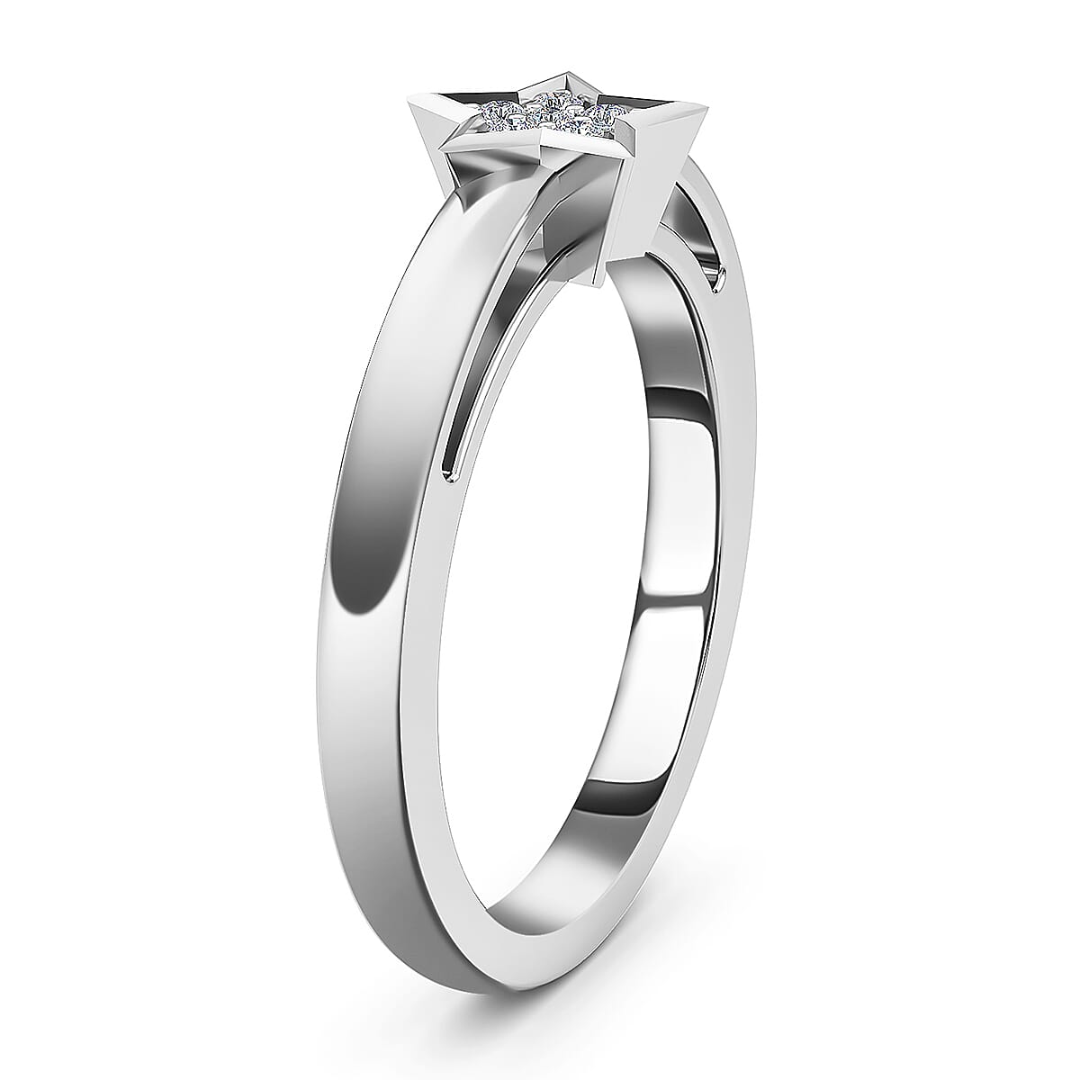 Diamond Star Stackable Ring in Sterling Silver with Platinum Plating 3573343 4