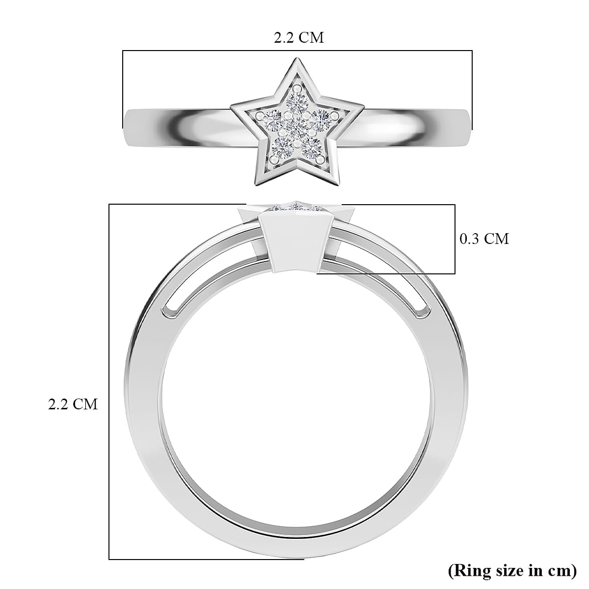 Diamond Star Stackable Ring in Sterling Silver with Platinum Plating 3573343 6